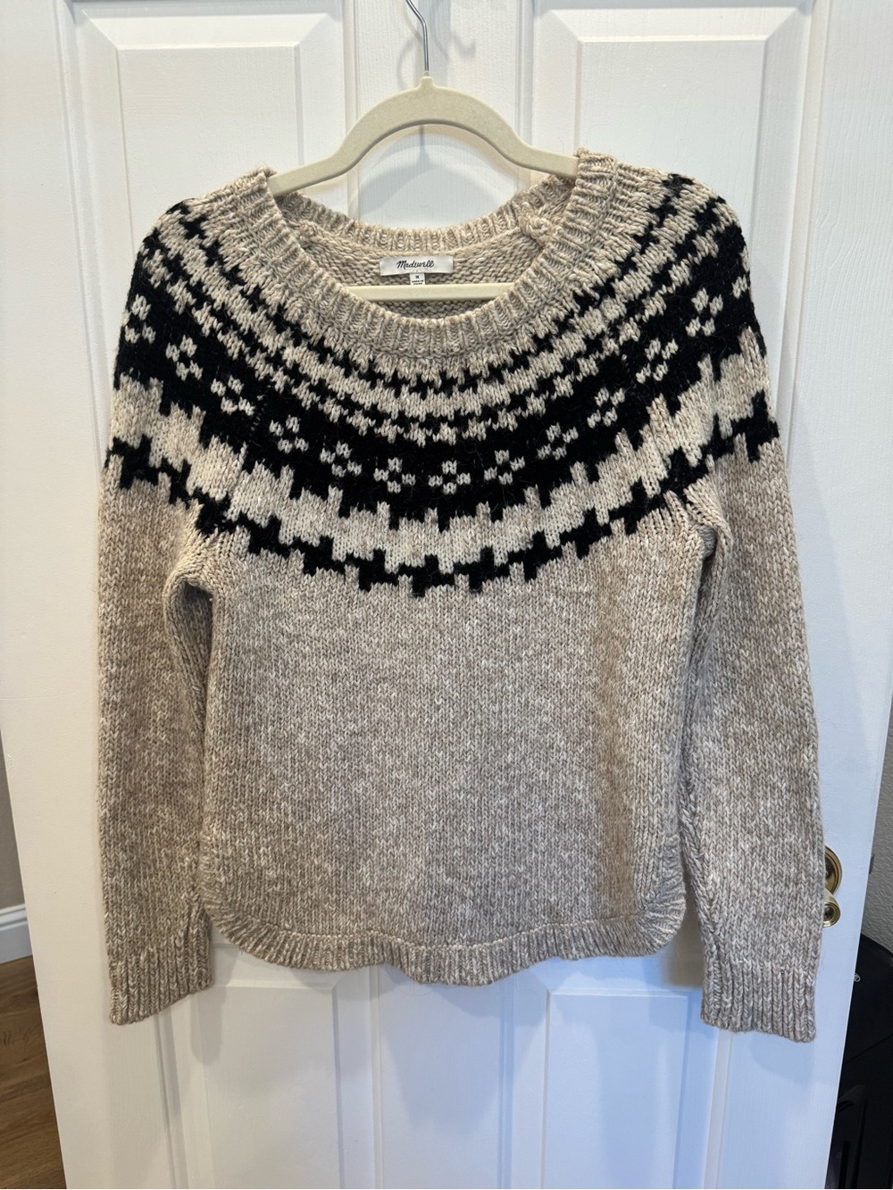 Madewell Cozy Fair Isle Alpaca Wool Blend Crewneck Sweater Size M - Picture 3 of 6